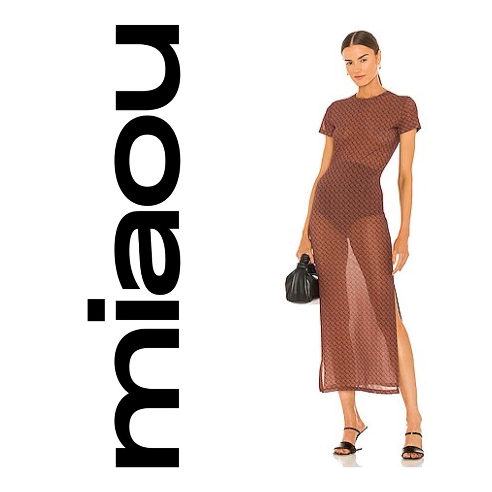 Miaou Brown Mesh Maxi Dress